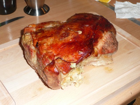 Stuffed veal breast, out of the oven